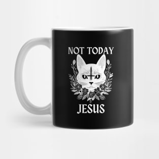 Not Today Jesus Satanic Cat Gothic Gift Idea Mug